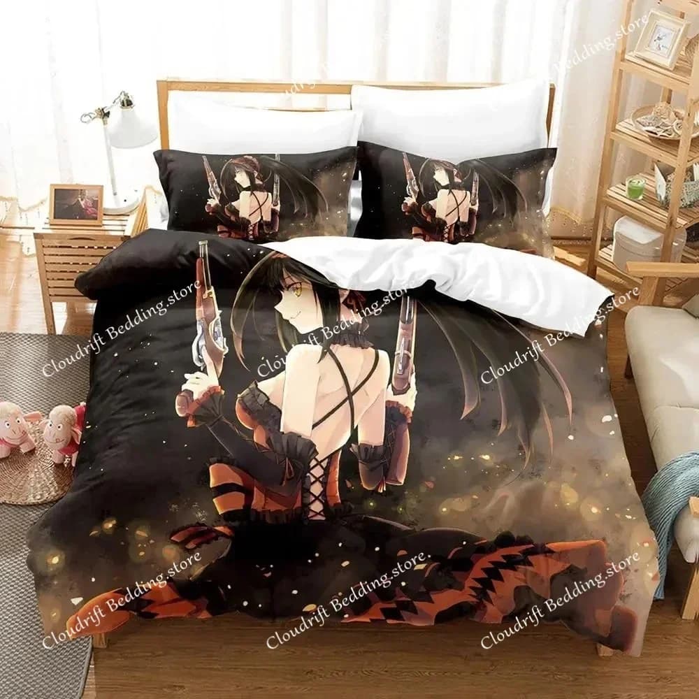 Date A Live Tokisaki Kurumi Bedding Set Duvet Cover Bed Set Quilt Cover Pillowcase Comforter king Queen Size Boys Adult Bedding0