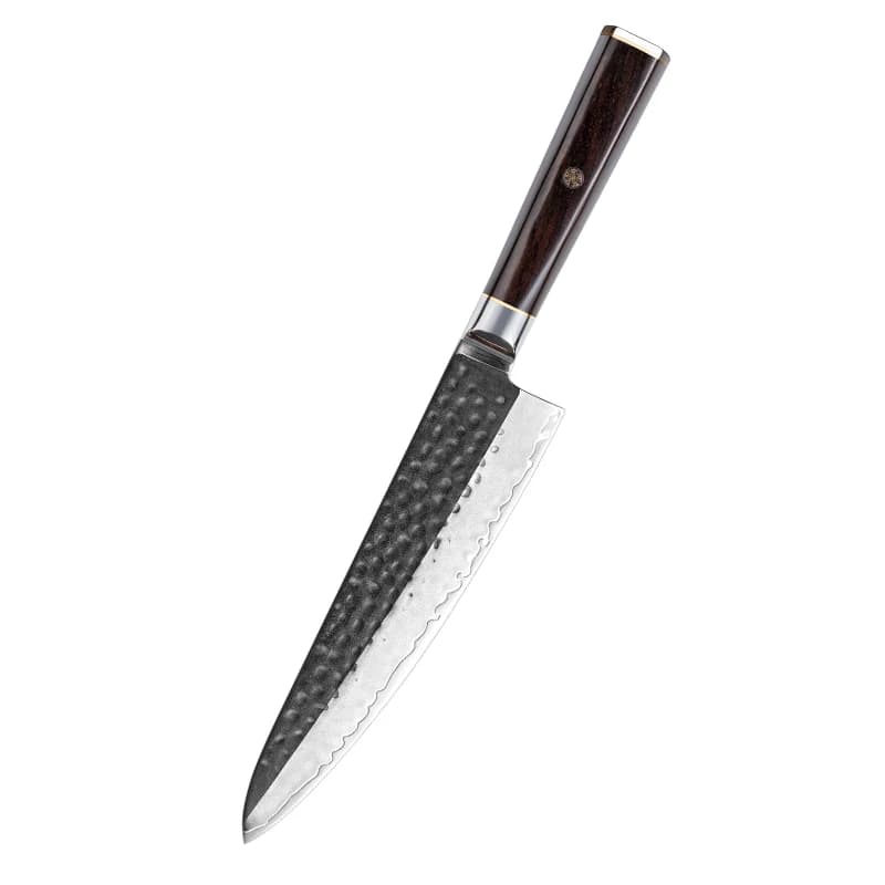 8.3 inch chef knife Damascus VG10 Stainless steel blade Ebony handle Sharpened to slice vegetables Mannaia Meat Japanese handmade kitchen knife