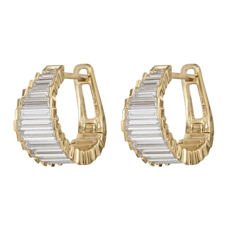 Orecchini a Cerchio Dorati di Lusso con Zirconia Sintetica Scintillante per Donne, Eleganti e Delicati Accessori per Banchetti e Anniversari