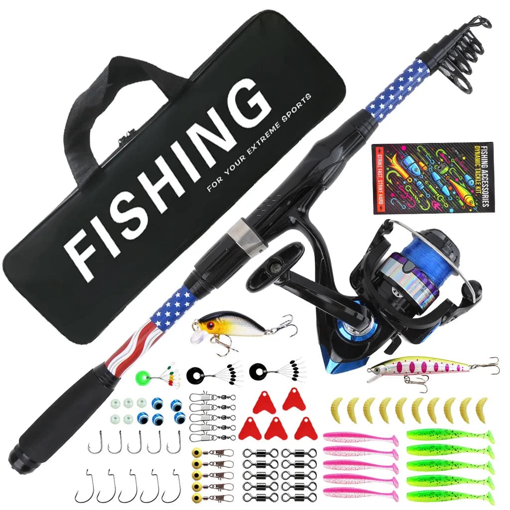Professional Lure Fishing Tackle Full Set for Beginner Advanced Angler,Fishing Gear with Tackle Box & Carry Bag,Fishing Supplies
