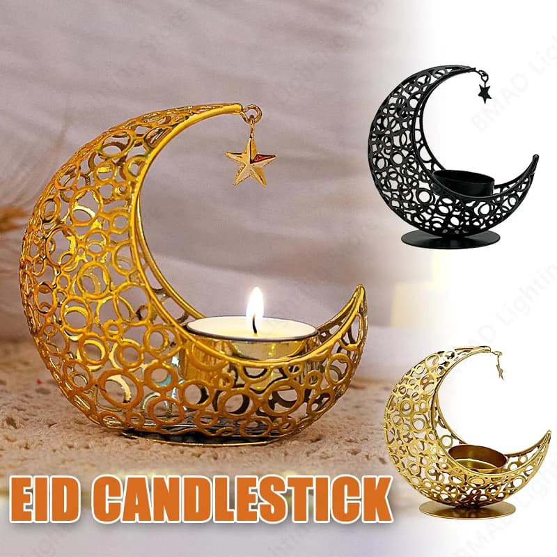 Portacandele lunare Decorazioni natalizie in metallo Luce romantica Stile INS Tavolo da matrimonio Portacandele Portabicchieri Decorazioni da tavola