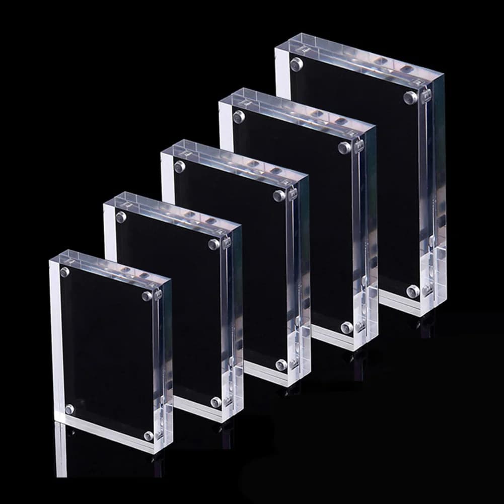1pc Transparent Acrylic Picture Photo Frame Magnetic Poster Display Stand Photocard Holder Stand 5-10cm For Room Desk Home Decor