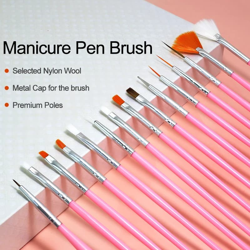 Paint Brush Pink Nail Brush Gel Brush For Manicure Acrylic UV Gel Extension Pen For Nail Polish Painting Drawing Brush Tools