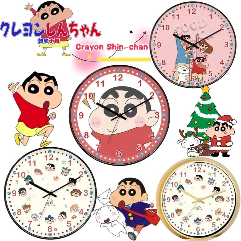 New Crayon Shin-chan Creative Watch High Value DIY Souls peripheral cartoon student bedroom pointer without drill quartz wall clock