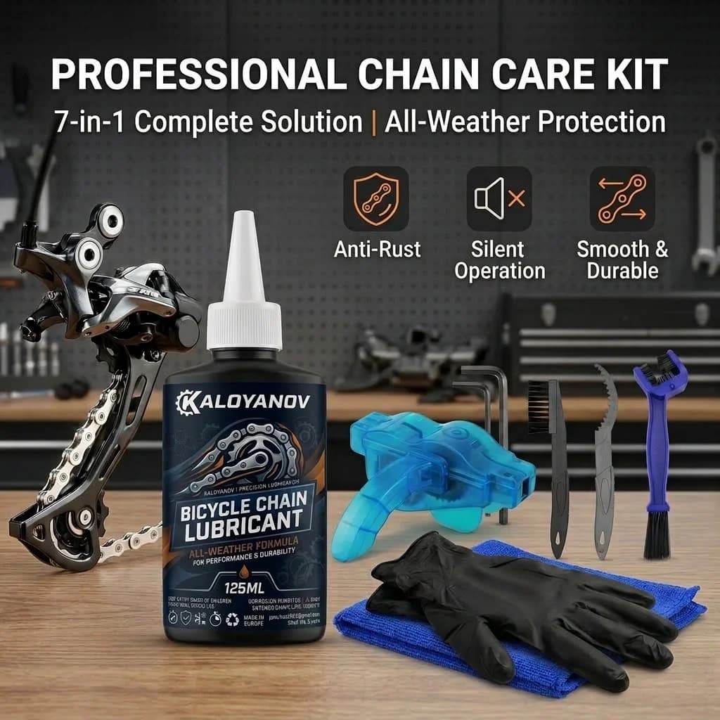 Bicycle Chain Cleaner Kit Bike Scrubber Washer Lube Oil Microfiber Towel Gloves MTB Road Cycling Drivetrain Care Maintenance Set