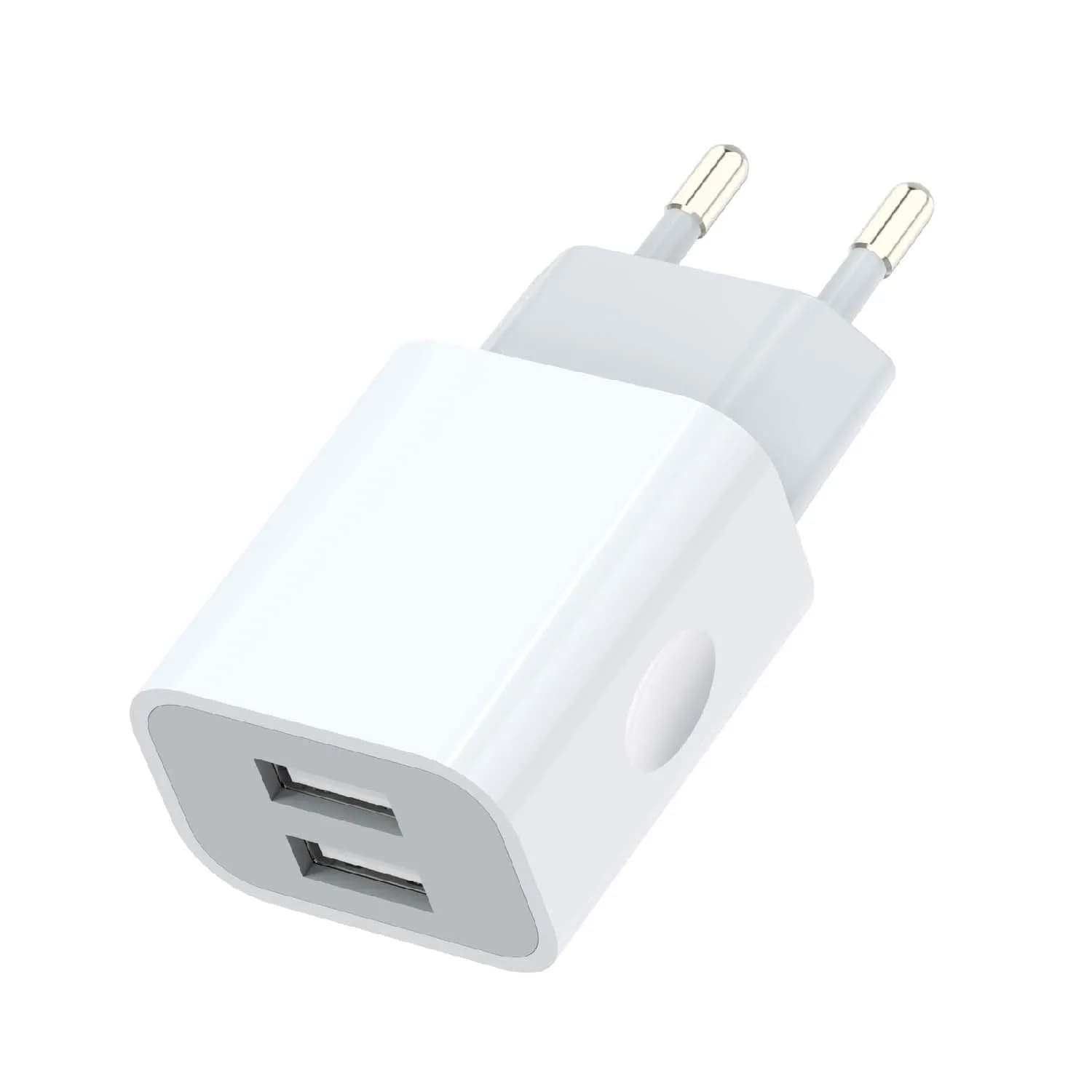 Caricatore da muro USB, adattatore per caricabatterie, cubo con presa rapida a doppia porta 2.1A per telefono 15 14 13 12 11 Pro Max 10 SE X XS Plu
