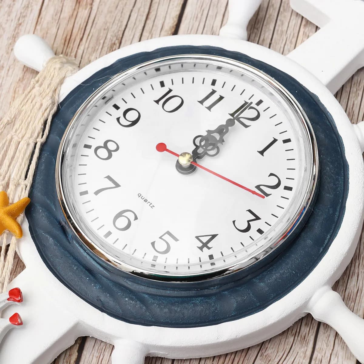 Orologio da Parete con Ancora Blu e Bianca, Stile Mediterraneo Creativo, Orologio a Forma di Nave per Arredamento Casa, Soggiorno e Camera da Letto