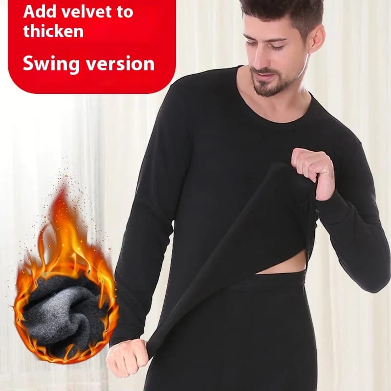 Set di biancheria intima termica imbottita e ispessita da uomo di vestiti e pantaloni autunnali Maglione di cotone Set di fondo autunnale e invernale di L