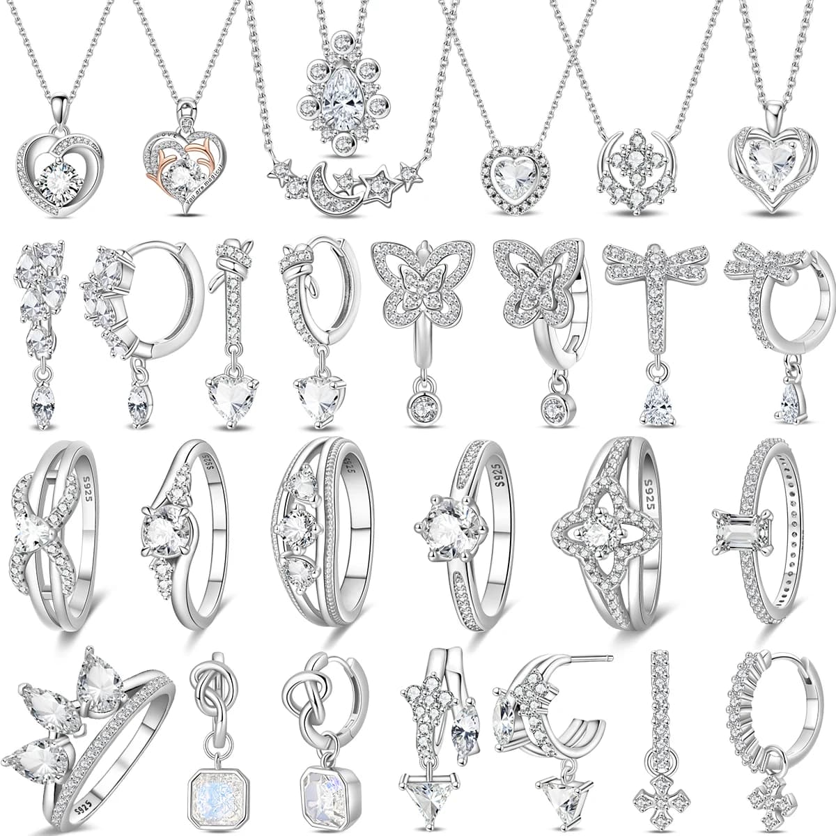 Originale 925 Sterling Silver Suit Charms Ciondolo Cuore Per Wome Orecchini Anelli Collana Bracciale fai da te Gioielleria raffinata Regalo