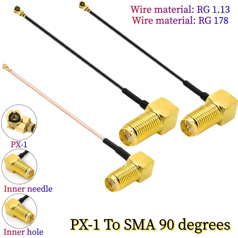 Cavo Pigtail WiFi U.FL/PX UFL MHF a Connettore RP-SMA-KE, Connettore SMA Femmina Maschio, Antenna UFL 1.13mm