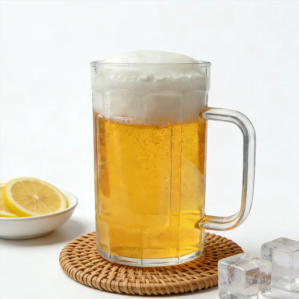 Bicchiere da Birra Trasparente con Manico da 500ml, per Riprese Cinematografiche, Prop da Bar, Tazza con Manico per Bevande, Modello Alimentare Finto per Esposizione