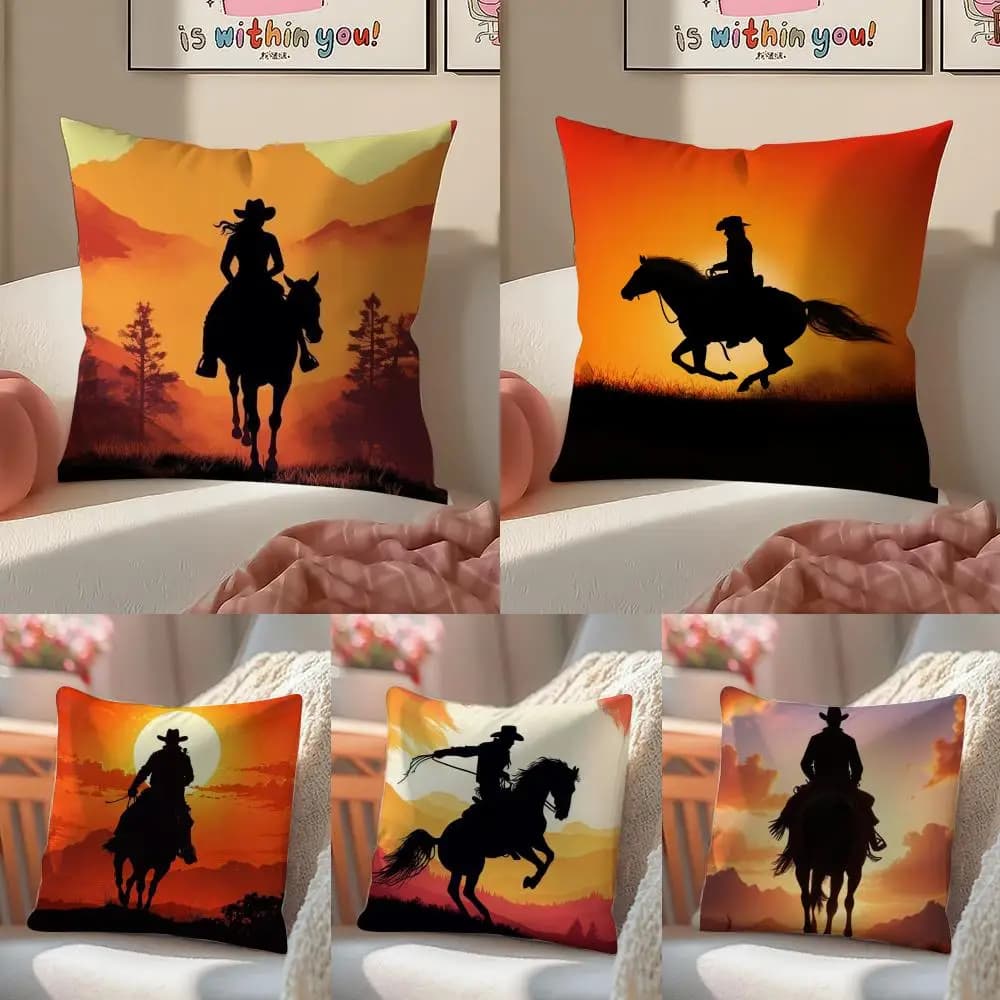 Lining pillow sheet with dynamic and bold horse print, soft decoration for sofa and home
