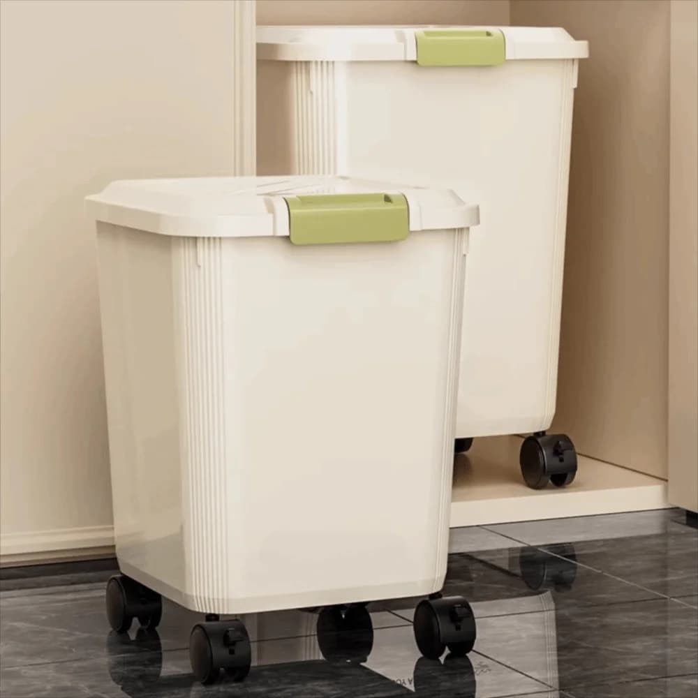 Insect Proof Rice Storage Box Moisture Proof with Wheel Pet Food Container 15/25 KG Large Capacity Rice Bucket Flour