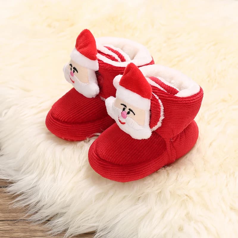 Simpatiche scarpe da neonato con suola morbida Stivali invernali natalizi con renna Scarpe da primo camminatore per bambini Stivali da neve caldi