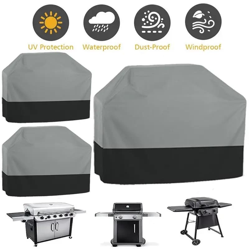 210D Outdoor BBQ Cover Anti-Dust Waterproof Heavy Duty Grill Cover Rain Protective Oven Cover Garden Barbecue