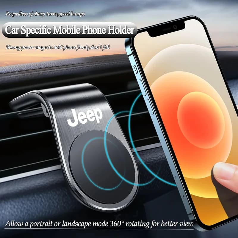 Supporto magnetico per telefono da auto, accessori in metallo per Jeep Willys Liberty Rubicon XJ Trail Hawk Gladiator Grand Cherokee Compass