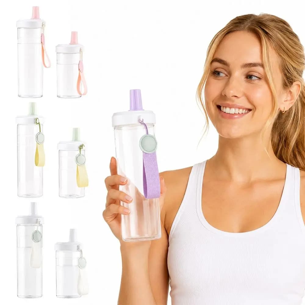 New Plastic Tumbler Straw Water Bottle Silicone Seal Leakproof Milk Tea Cup Detachable Straw Straw Cup School Use