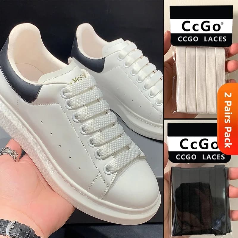 Thickened Original Mens Double Layer Encryption Flat Shoelaces Unisex Black White Canvas Shoes Accessories Wide Flat Laces