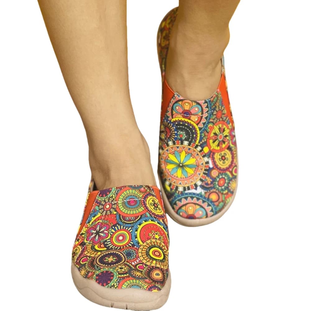 Mocassini da donna Scarpe da passeggio in tela Scarpe da viaggio casual traspiranti Comode scarpe basse stile etnico per viaggi all'aperto