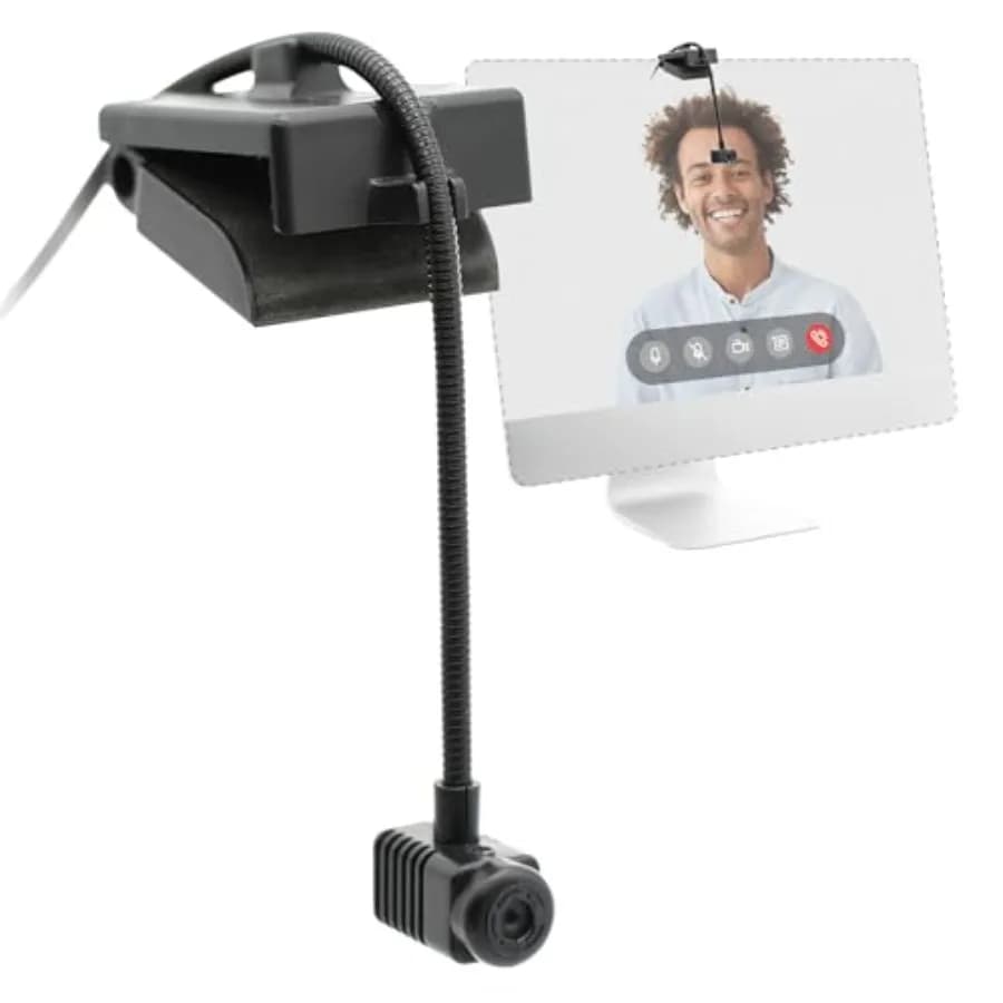 Webcam Center Cam V2 with Central Screen 1080p, Plug & Play USB, Adjustable for Laptop, Desktop, Domestic Videos, Black