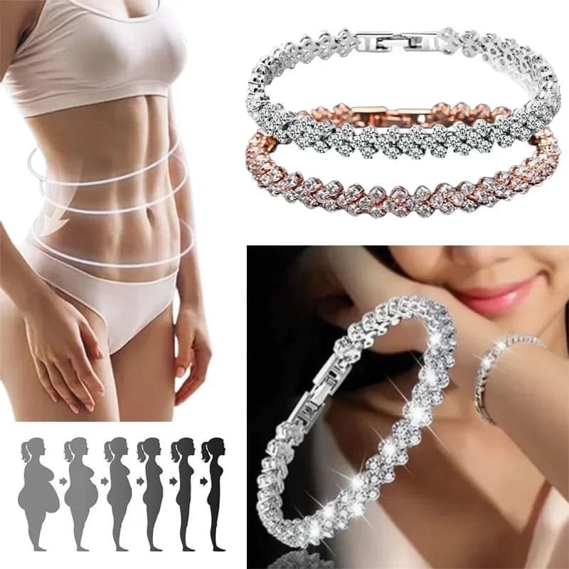 Bracciale in cristallo da donna alla moda Bracciale in oro e argento color oro rosa Bracciale per terapia magnetica per perdita di peso Gioielli per la salute