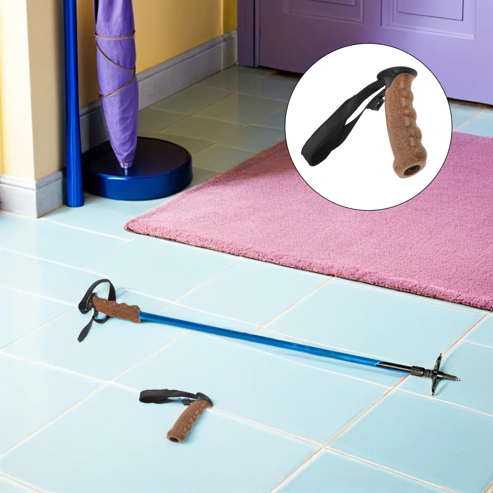 Impugnatura di Ricambio in Sughero per Bastone da Trekking, Impugnatura Ergonomica con Cinturino da Polso Antiscivolo, Accessori per Bastoni da Escursionismo, Manico per Bastone da Sci Outdoor