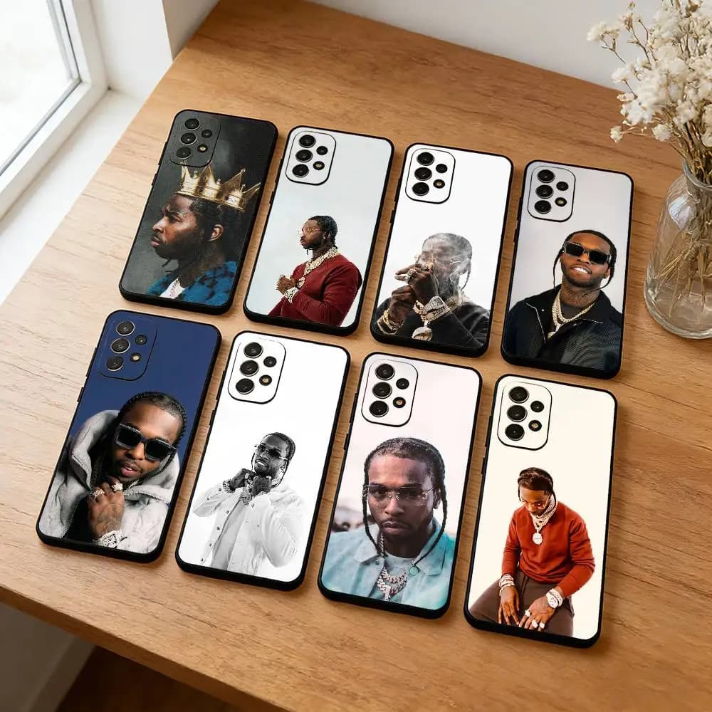 Custodia per Telefono Pop Smoke R-Rapper per Samsung S25, S24, S23, S22, S21, S20, Plus, Cover Morbida in Silicone Nero
