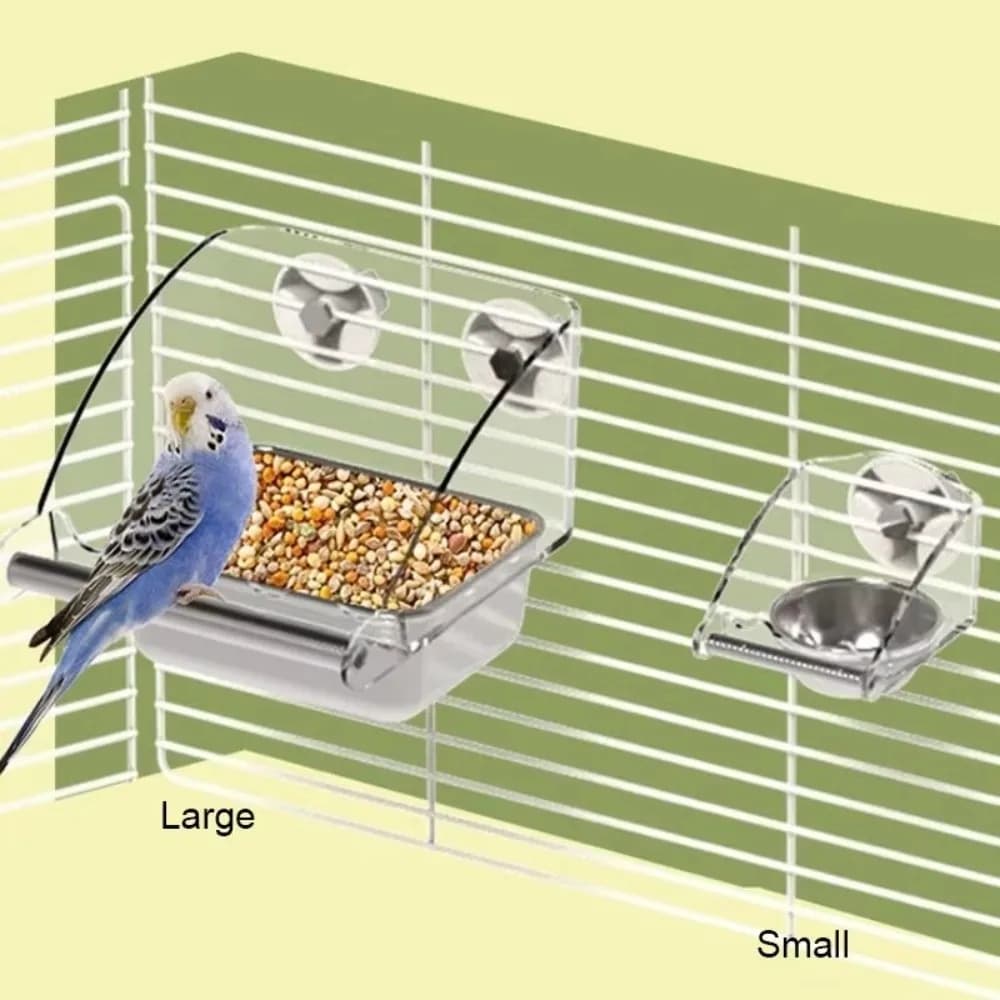 New Stainless Steel Pet Bird Food Bowl Large Size Anti Splash Design Feeding Box Easy to Install Pet Bird Feeder Home Pet Care