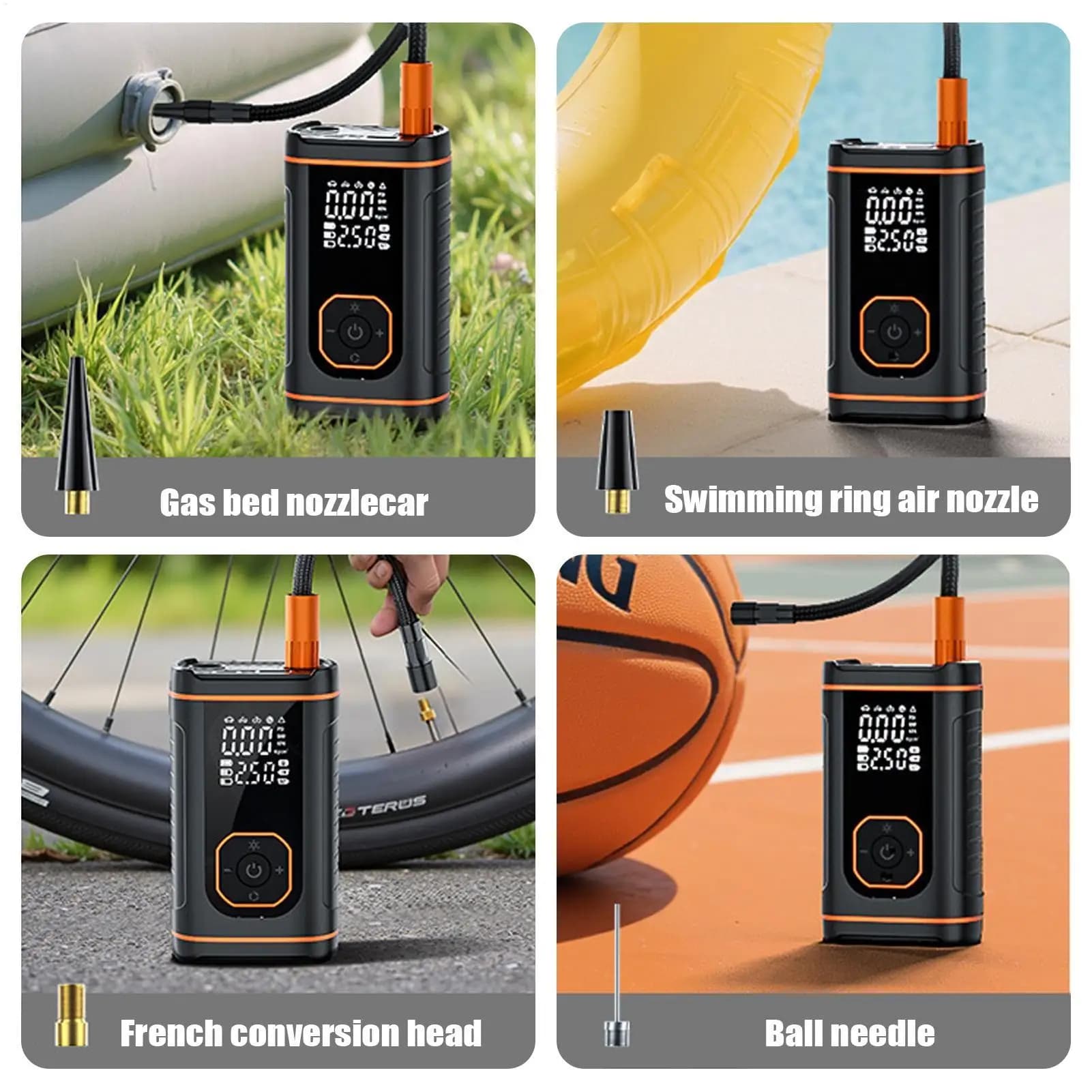 Pompa d'aria per pneumatici per auto Display digitale Accessori moto Pompa d'aria per pneumatici per auto portatile per auto Veicolo Moto Bicicletta