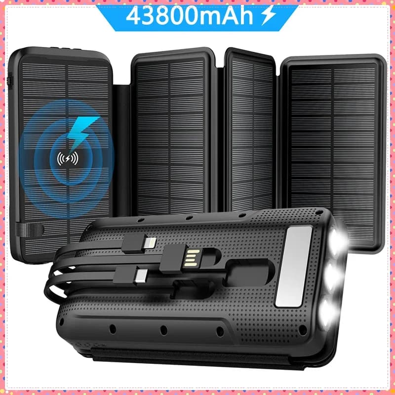 Quick Charger for Solar Power Bank 43800mAh for iPhone 13 Samsung Xiaomi Powerbank PD22.5W Portable Quick Charging Poverbank