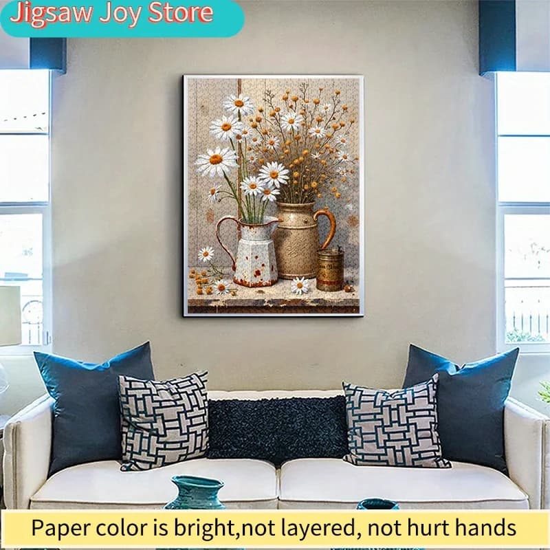 Puzzle di Carta 500/1000 Pezzi, Decorazione Vaso con Margherite Campestri, Grande Gioco Interattivo per Famiglie, Sfida Mentale Fai-da-Te