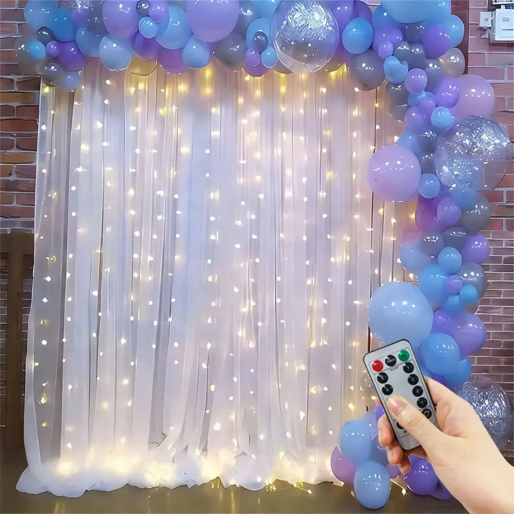 1 pz Tenda Luminosa a LED USB 6x3/3x3/3x2/3x1m, Ghirlanda Luminosa per Camera da Letto, Lampada Fatata per Matrimoni, Feste, Casa, Decorazione Ramadan