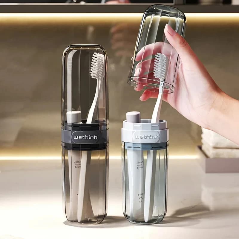 Portable Clear Travel Toothbrush Case, All-in-One Electric Toothbrush Holder, Hard Shell Organizer for Business Trip Gym Camping