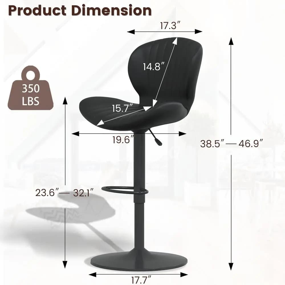 Set di 4 Sgabelli da Bar Moderni Regolabili e Girevoli, Altezza Bancone, in Ecopelle con Schienale Ergonomico e Poggiapiedi