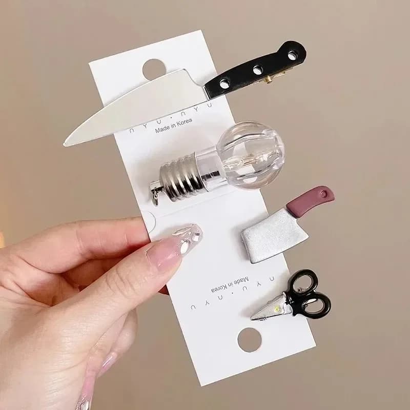 Fermaglio per capelli creativo a forma di forbice, mini, per donna, simpatico cartone animato, accessorio per capelli a forma di coltello, fermaglio per capelli a forma di forbice, accessori per capelli