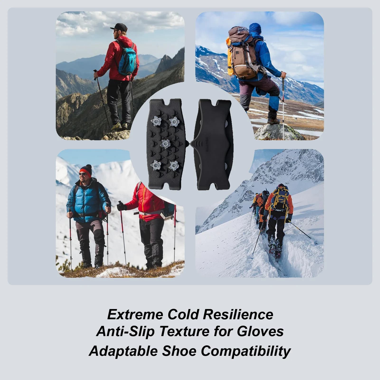 Tacchette Antiscivolo per Scarpe e Stivali, Ramponi da Tracciamento per Escursionismo Invernale, Arrampicata, Pesca e Trekking
