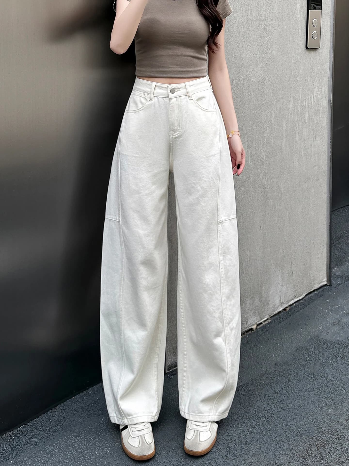 High Waist Wide Leg Jeans Women's Summer Thin Small Size Versatile High Waist Slim Loose Drapey Floor-Length Knife Jeans