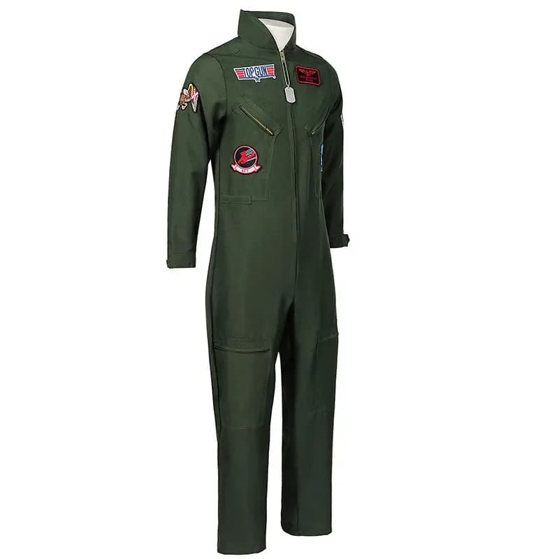 Uniforme da pilota Tuta verde a maniche lunghe Festa di Halloween Spettacolo teatrale per adulti e bambini Costume cosplay; 6'x, 9;a'