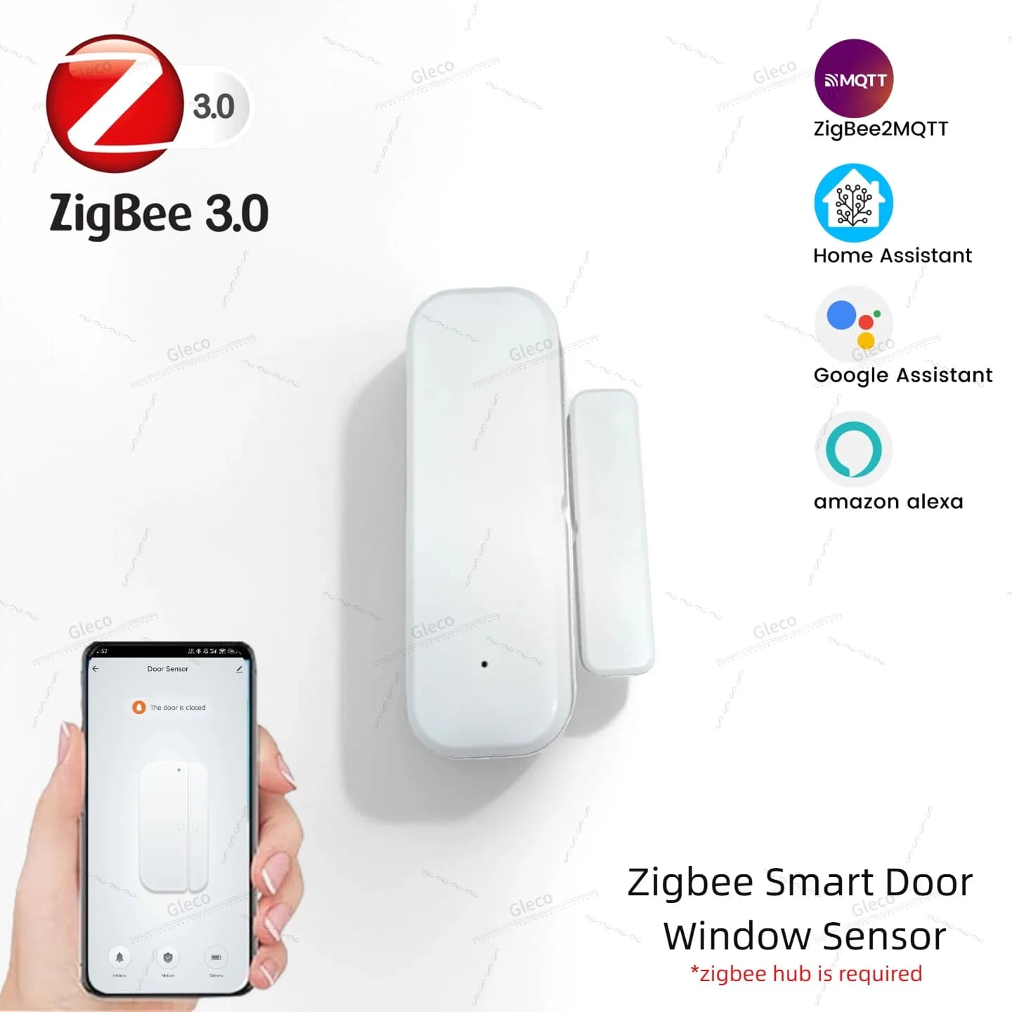 Sensore per Porta ZigBee, Rilevatore di Contatto Magnetico, Allarme in Tempo Reale, Monitor di Sicurezza per Casa Intelligente, Compatibile con Tuya, Alexa, Google Home