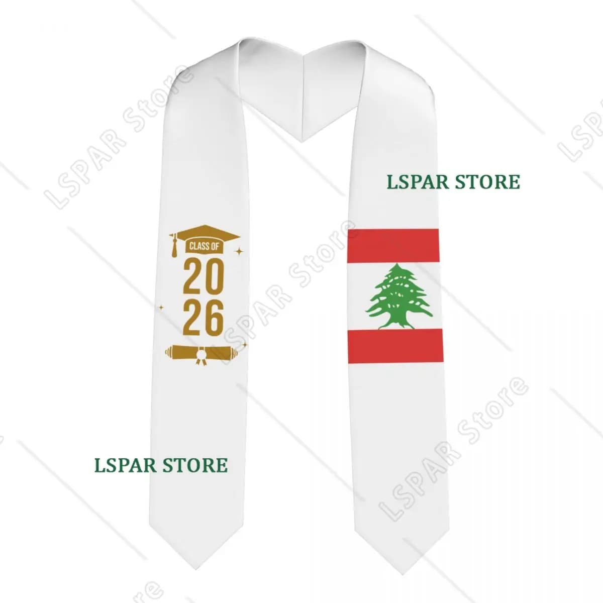 Class Of 2026 Lebanon Flag Graduation Stole Sash Scarf For International Students Proud 183CM Long
