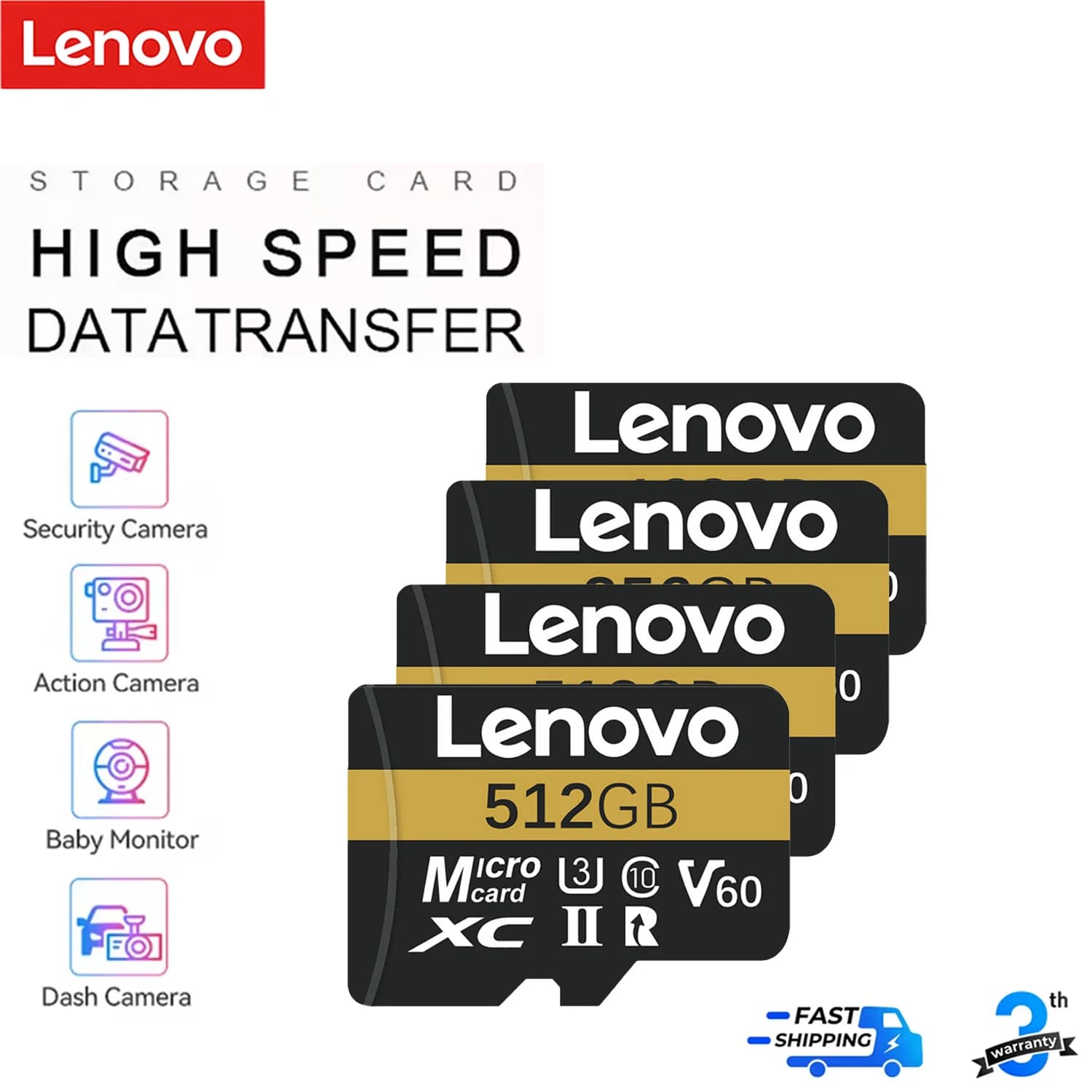2026NEW Lenovo SD Memory Card 128GB 256GB 512GB High Speed Micro TF SD Card U3 V60 TF Flash Card For Nintendo Switch Monitoring