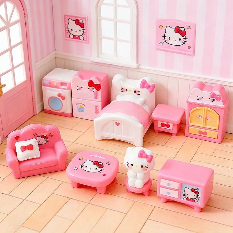 100pcs Kawaii Mini Simulation Furniture Mini Dollhouse Bedroom Decor Ornaments Miniature Craft