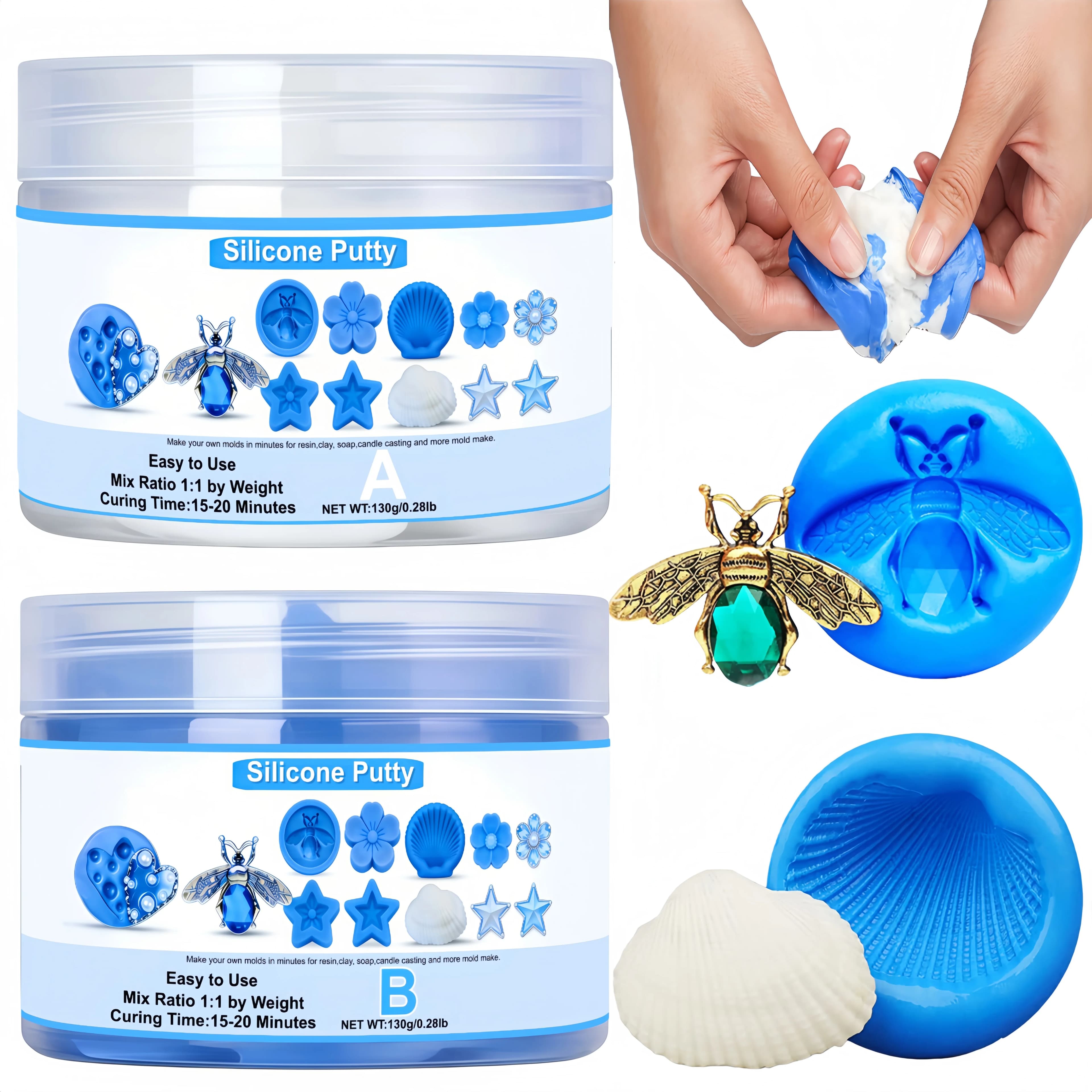 Purple Silicone Putty Kit: Non-toxic & Heat-resistant, for DIY Resin Casting, Epoxy, Wax, Crafts, Jewelry & Beads Making