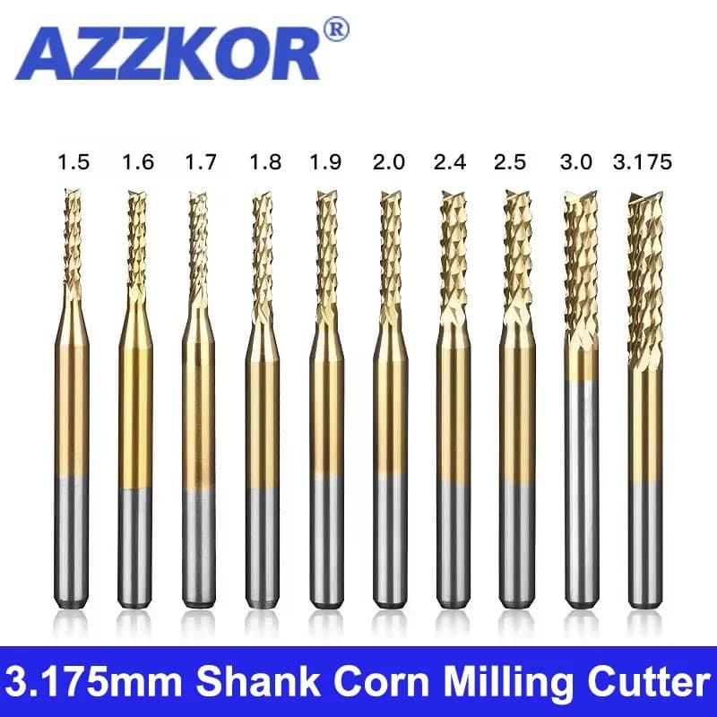 10PCS Micro Corn Milling Cutter 3.175mm Straight Shank CNC Tools PCB Circuit Board Special Roughing Skin Milling Cutters