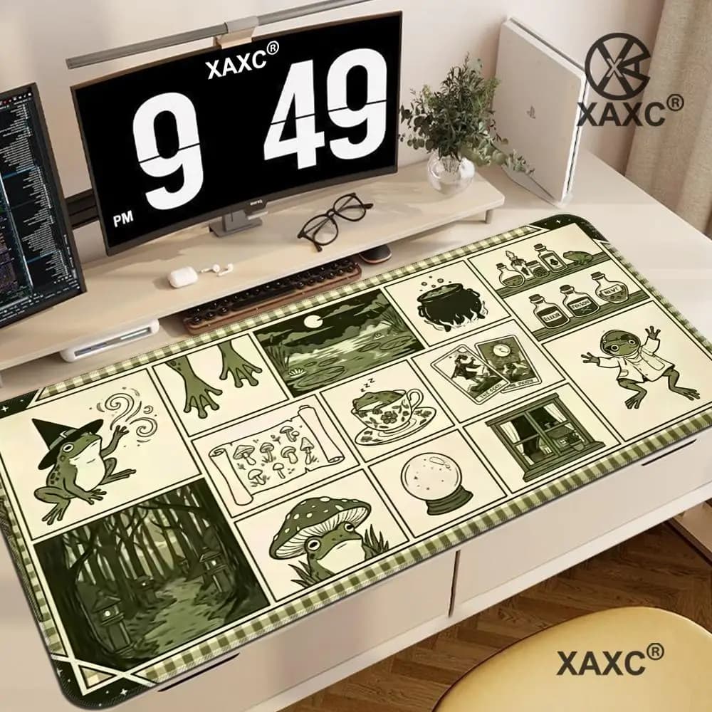 Frog Wizard Mouse Pad Mtg Playmat Large Desk Mat Gaming Mats Gamer Pc Accessories Keypad Expansion Pads Rubber Anti-slip HYBXXC