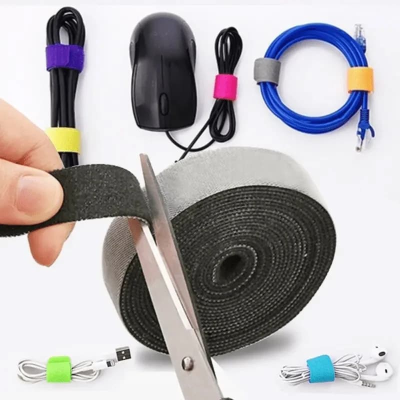 1 rotolo di fascette per cavi con nastro autoadesivo, pacchetto di anelli riutilizzabili, accessori fai da te, cinturino in nylon, organizzatore, clip, gestione del supporto del filo