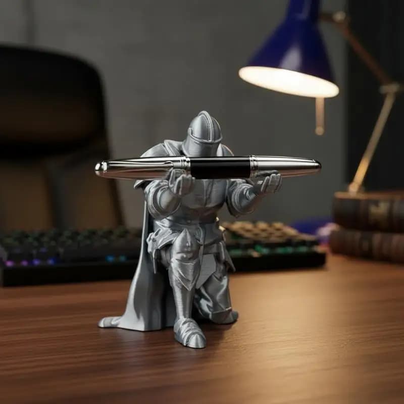 Portapenne Cavaliere: Organizer da Scrivania Creativo in Resina Stile Medievale per Casa e Ufficio, Ideale come Regalo e Decorazione