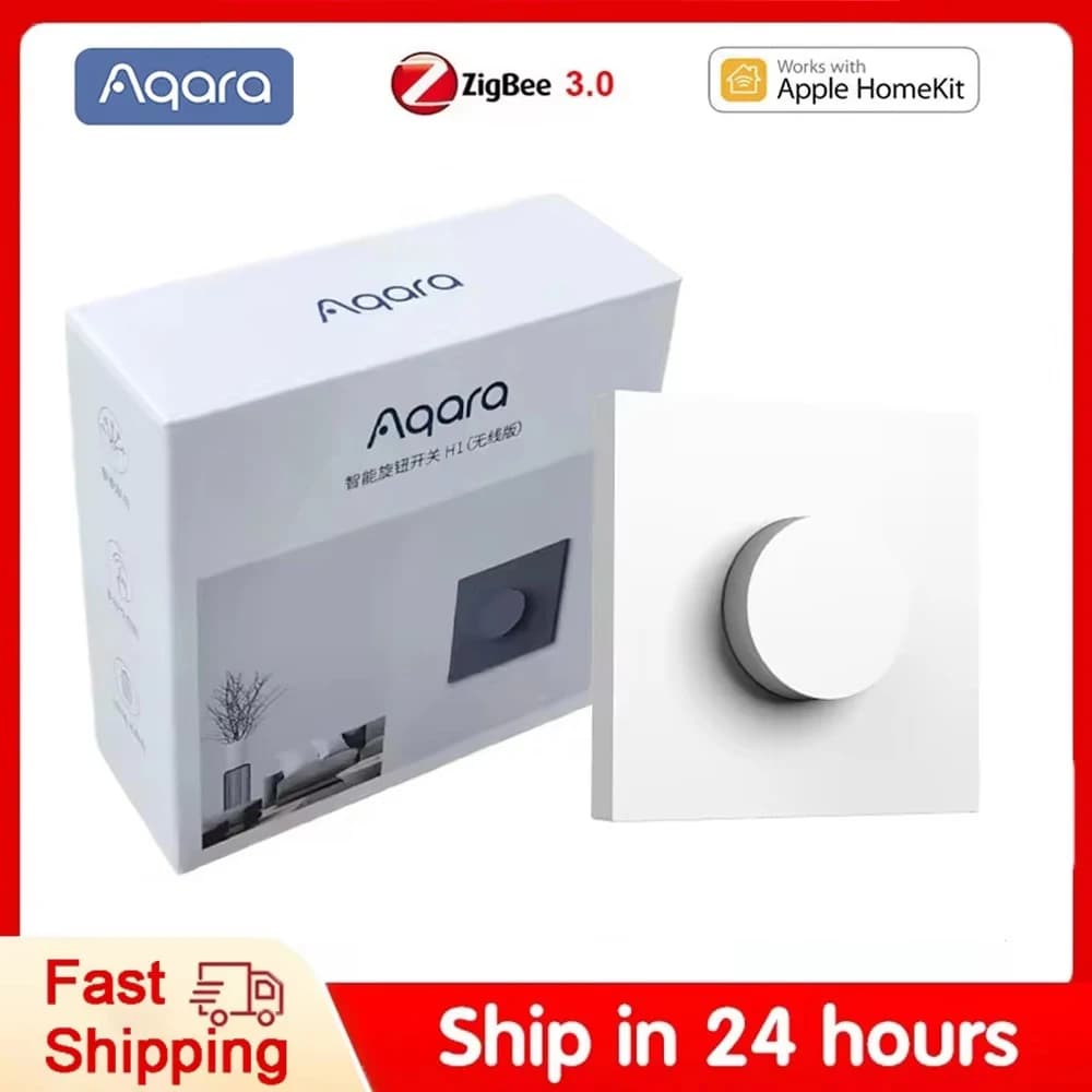 Aqara H1 Dimmer Intelligente Wireless con Interruttore Rotante Zigbee 3.0, Telecomando per Lampadine Smart, Tende e Illuminazione, Compatibile con APP e Homekit