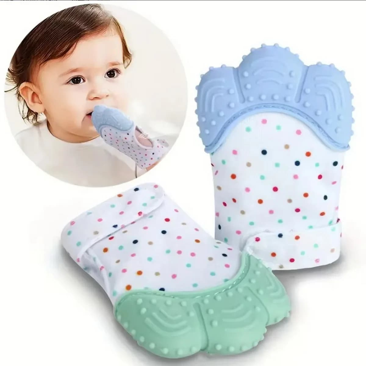 Guanto Massaggiagengive per Neonati in Silicone Senza BPA con Stampa a Stelle, Sicuro per Mordere e Masticare, Previene la Tendenza a Mordere le Mani
