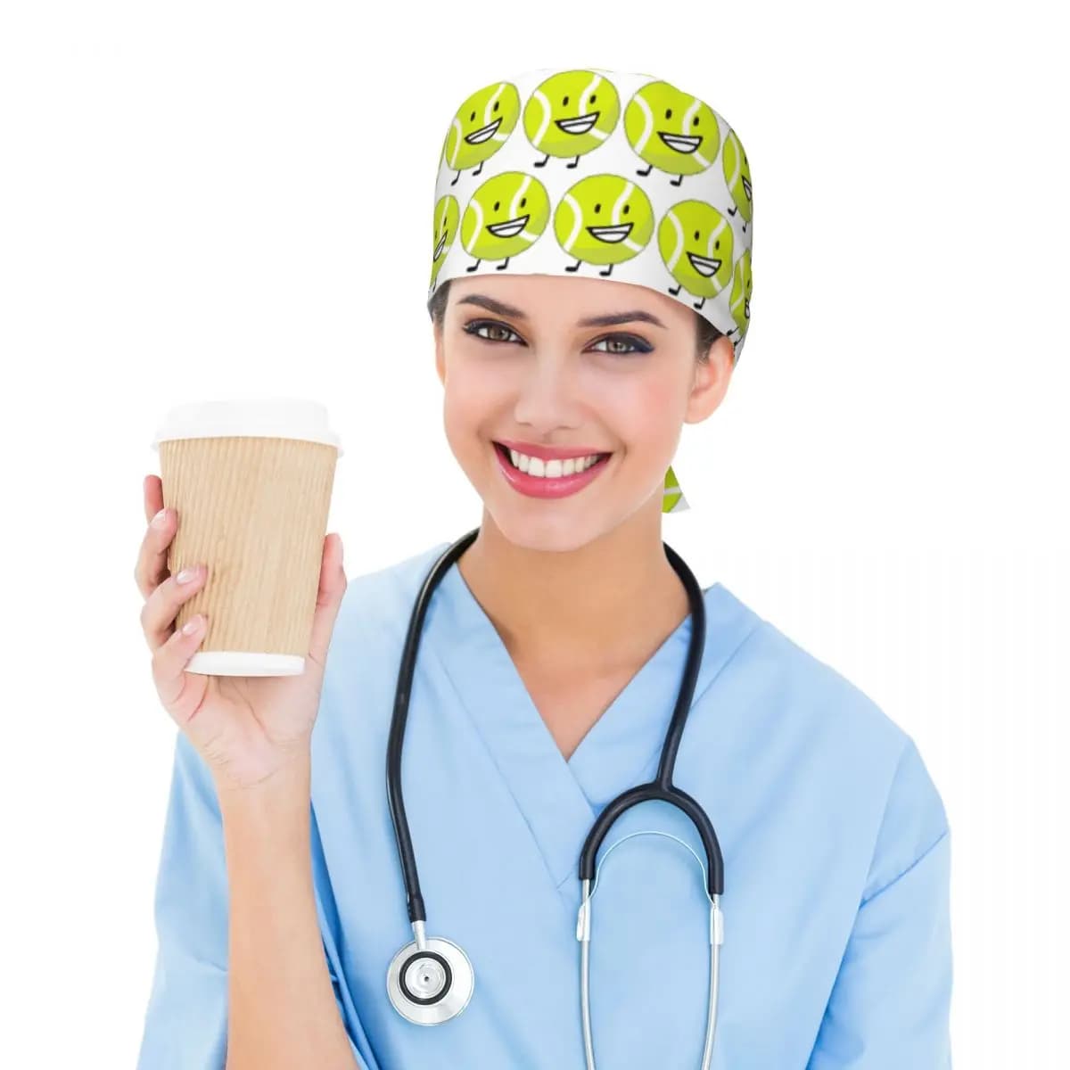 Bfb Tennis Ball Scrub Hat Doctor Working Surgical Cap Men Women Adjustable Nursing Caps for Dentist